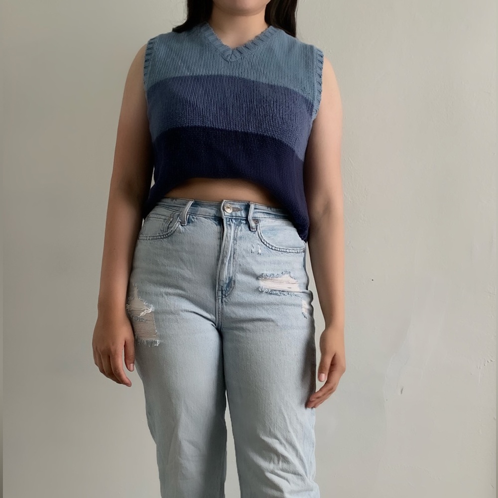 Knitted Blue Sweater Vest
